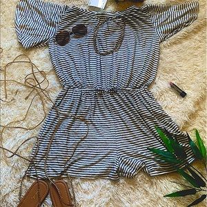 Striped Tie Waist Romper